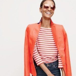 J CREW ORANGE WHITE STRIPED BOATNECK TOP